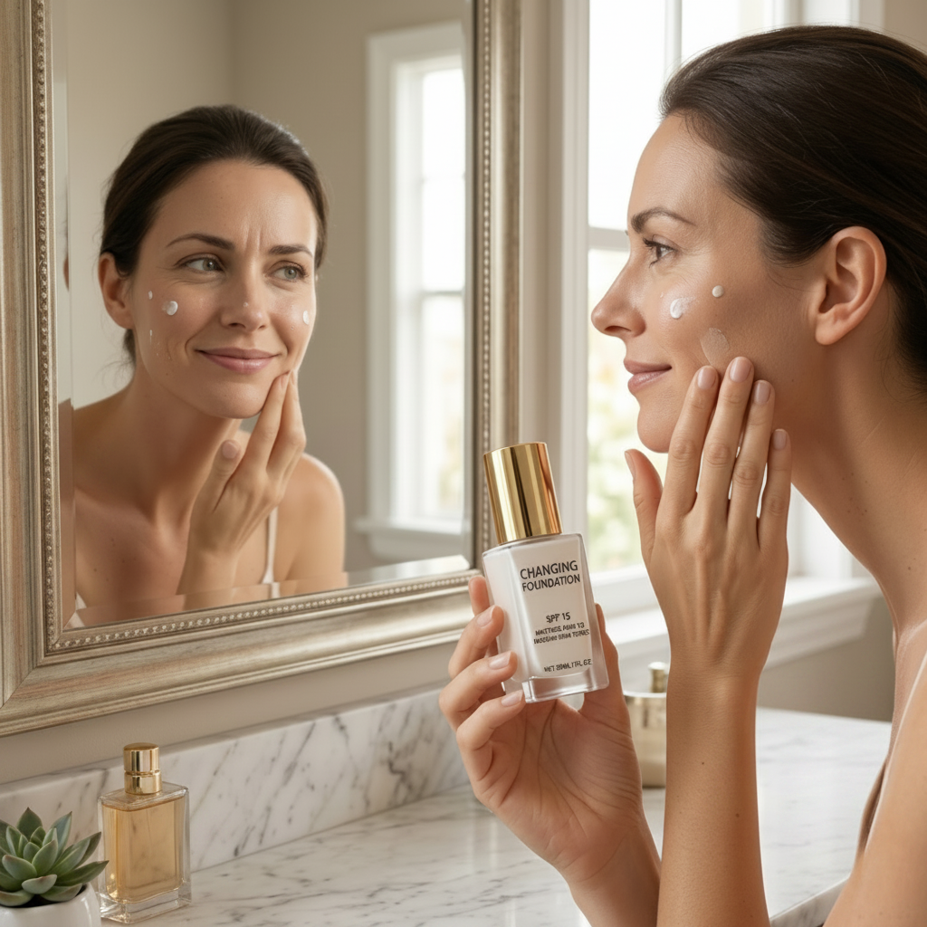 Farbwechselnde Foundation-Make-up-Flasche für einen natürlichen Look | Temsk