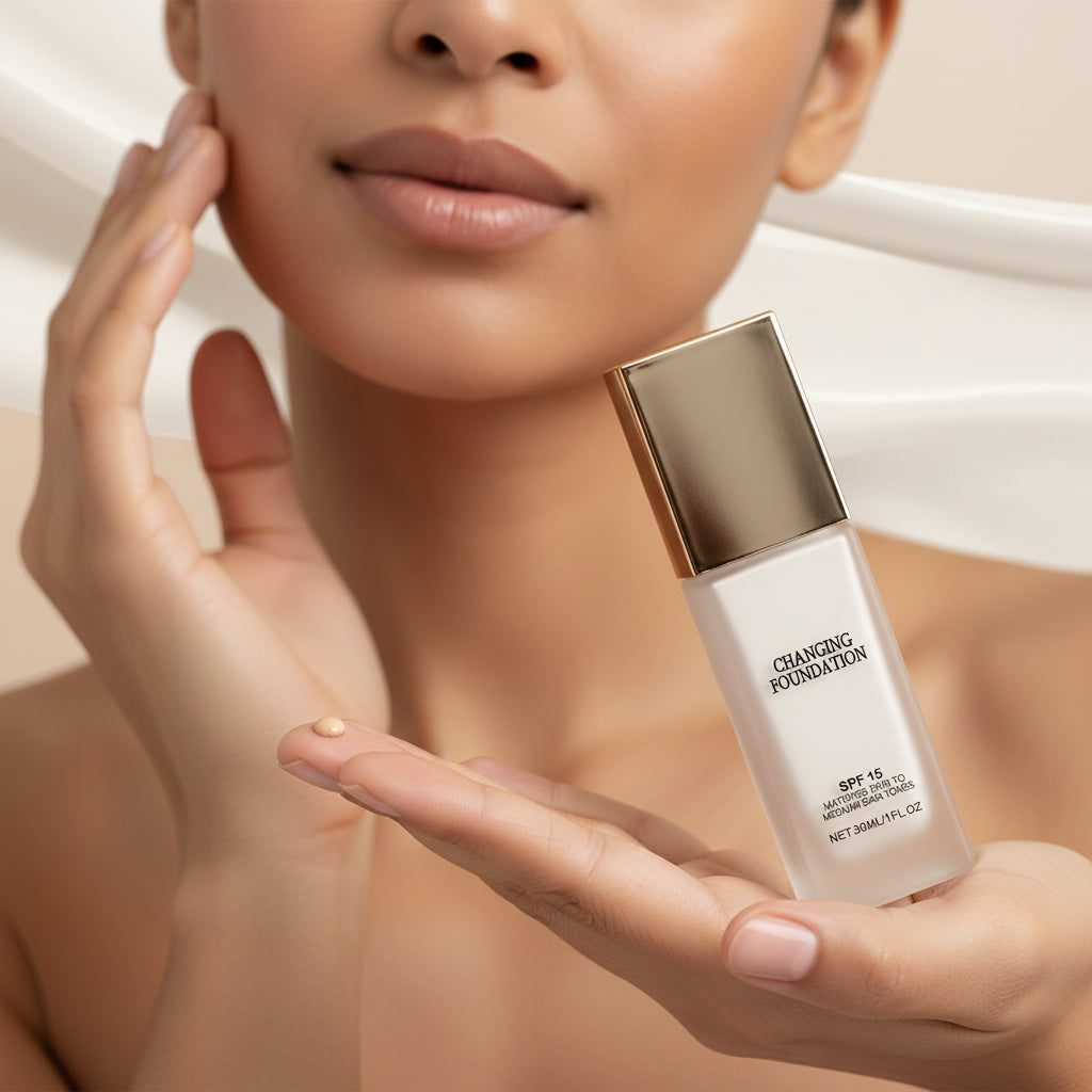 Farbwechselnde Foundation-Make-up-Flasche für einen natürlichen Look | Temsk