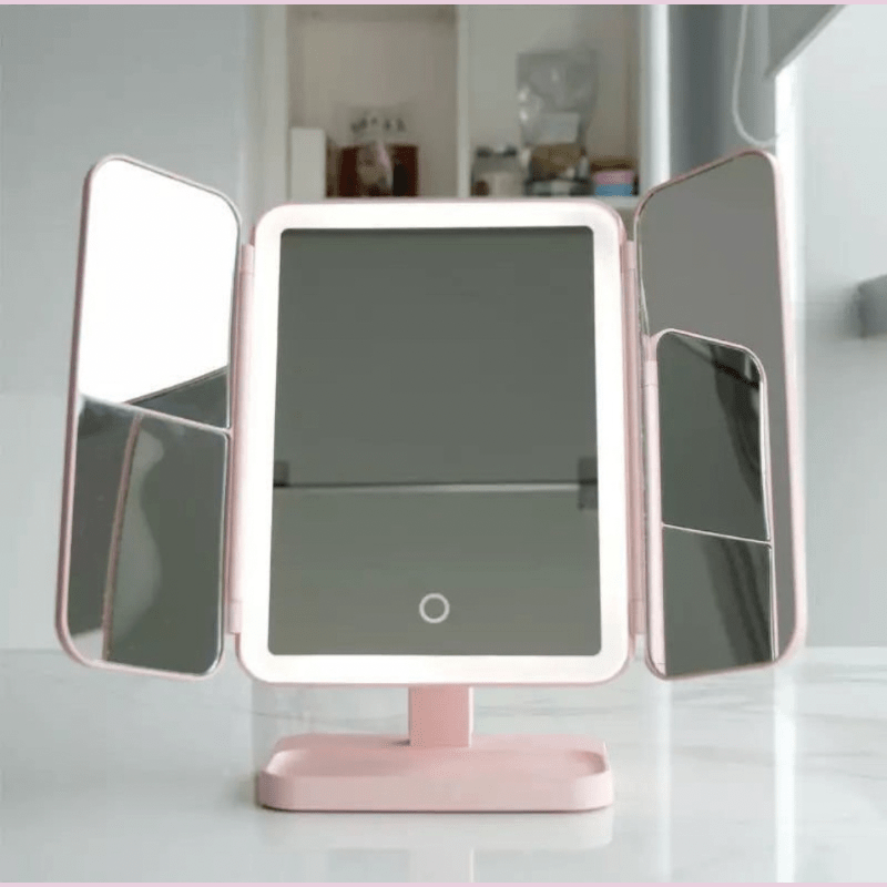 LumiBlend Three-Panel LED Mirror With Tri-Color Lighting For Flawless Makeup | Temsk