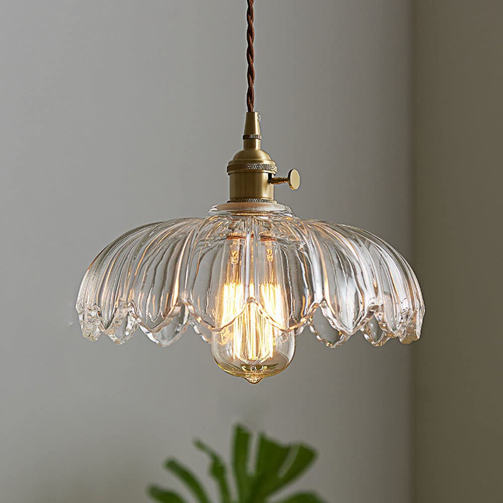 Florale Glas-Pendelleuchte mit Vintage-Charme in farbigem Glas | Temsk