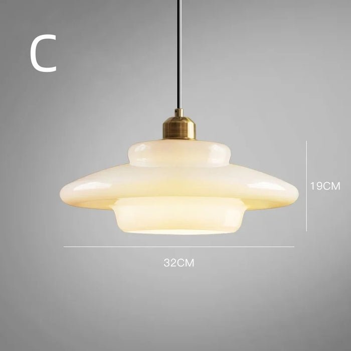 Milchige Pendelleuchte mit weißem Glasschirm für moderne Midcentury-Dekoration | Temsk