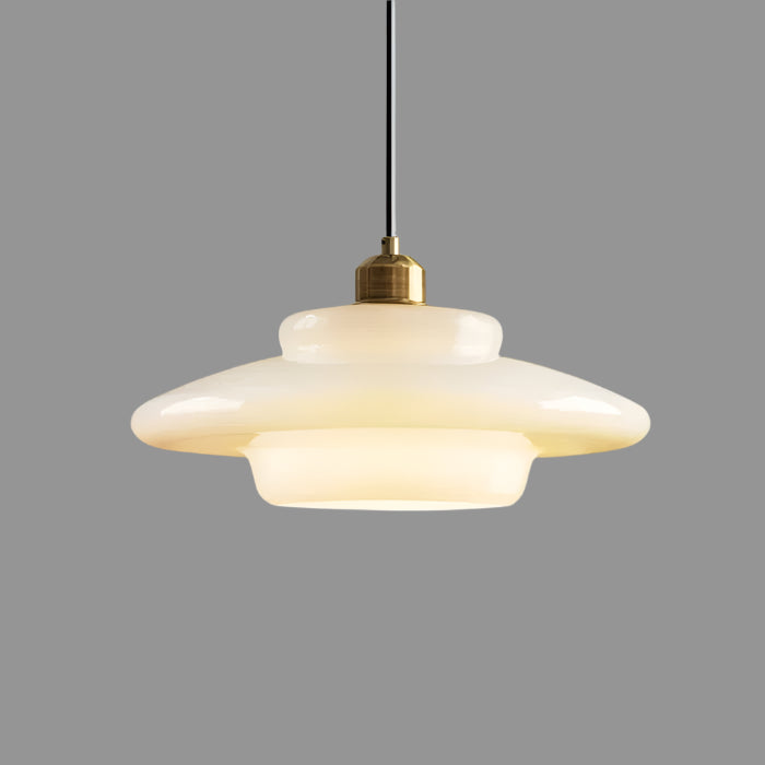 Milk Glass závěsná lampa pro moderní interiéry a styl poloviny století | Temsk