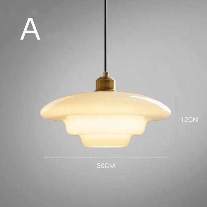 Milchige Pendelleuchte mit weißem Glasschirm für moderne Midcentury-Dekoration | Temsk