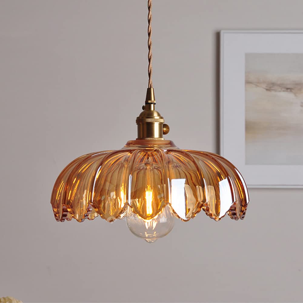 Florale Glas-Pendelleuchte mit Vintage-Charme in farbigem Glas | Temsk