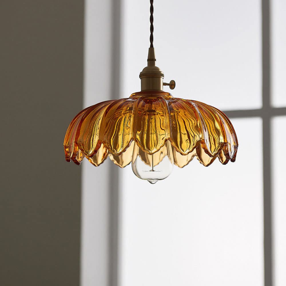 Florale Glas-Pendelleuchte mit Vintage-Charme in farbigem Glas | Temsk