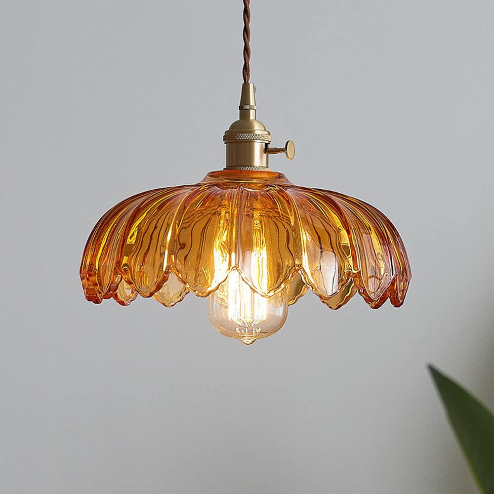 Florale Glas-Pendelleuchte mit Vintage-Charme in farbigem Glas | Temsk