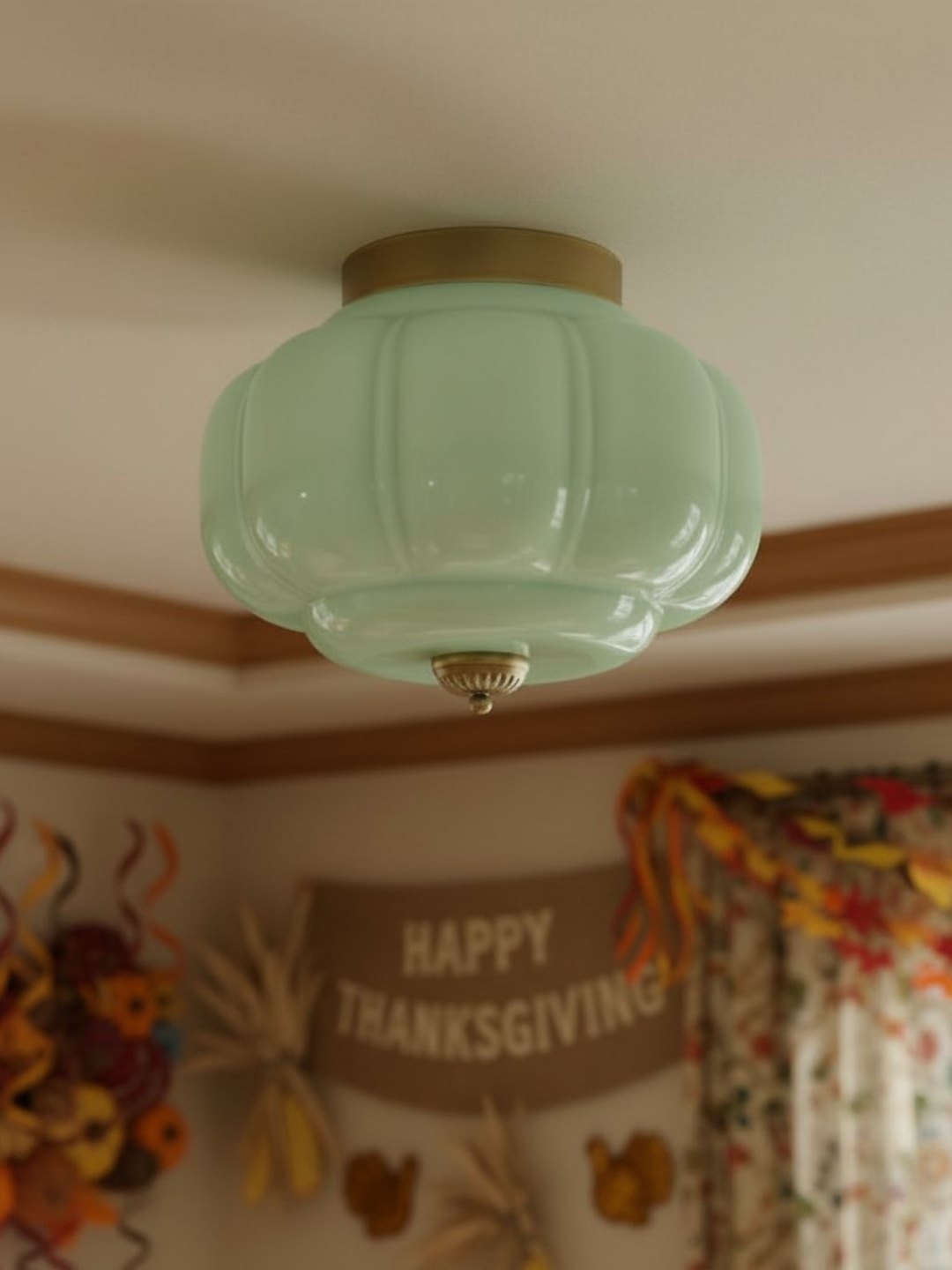 Milk Glass Ceiling Light With Glass Shade, Modern Flush Mount, Scandinavian Style | Temsk