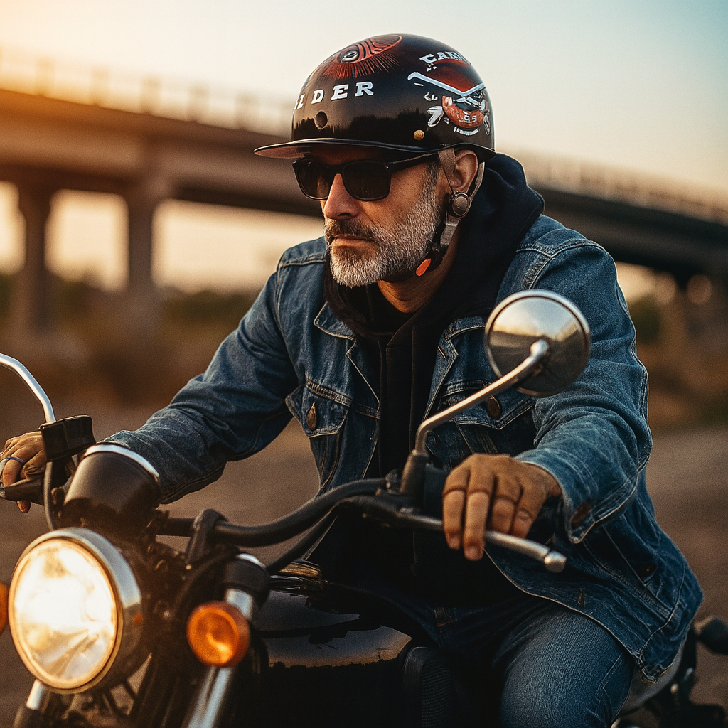 Halbgesicht-Motorradhelm mit Baseballkappen-Look | Temsk