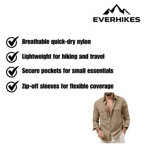 Featherweight Ventilated Men's Convertible Hiking Shirt For Trail Walks Trekking And Travel | Temsk