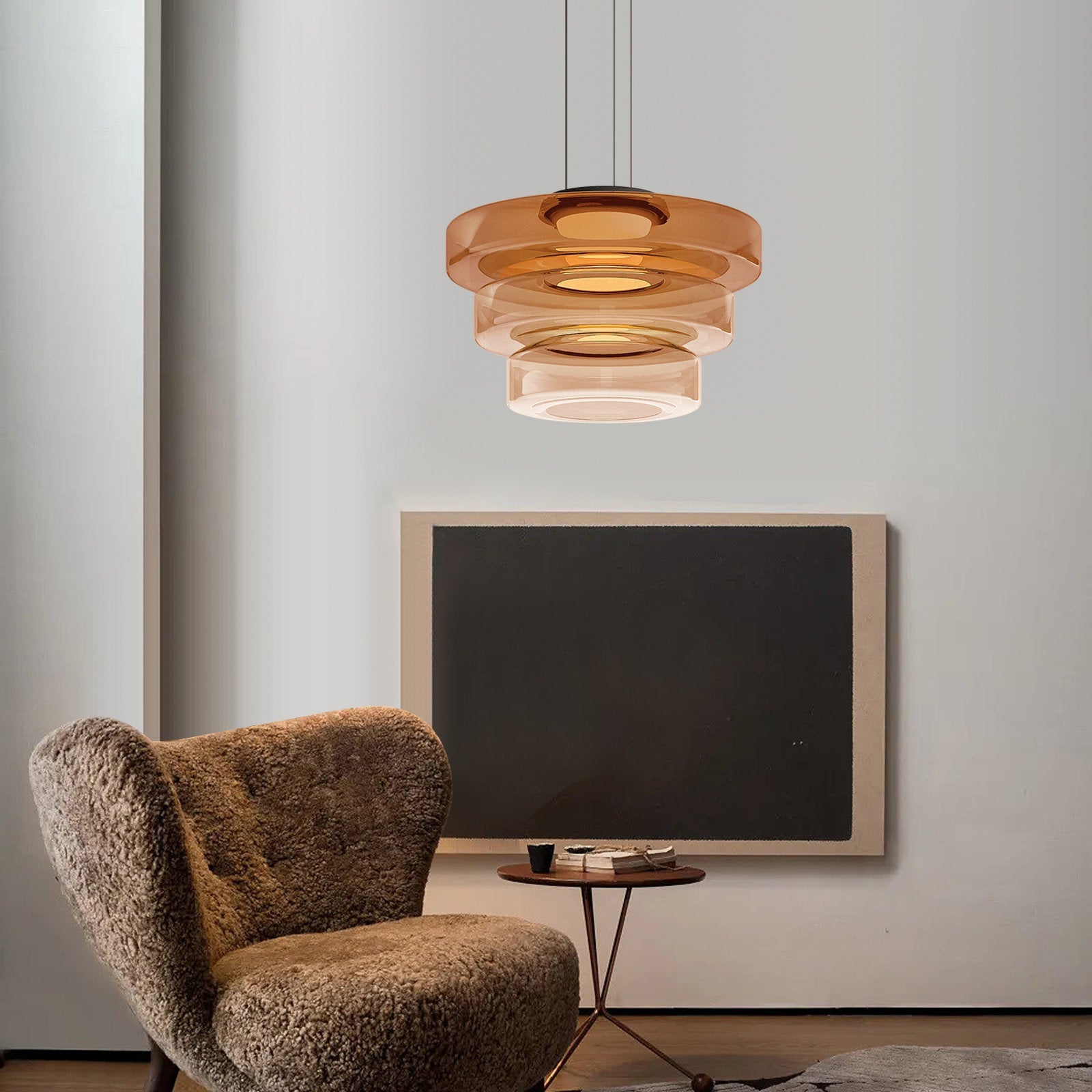 Bauhaus Style Moon Motif Glass Pendant Ceiling Light | Temsk