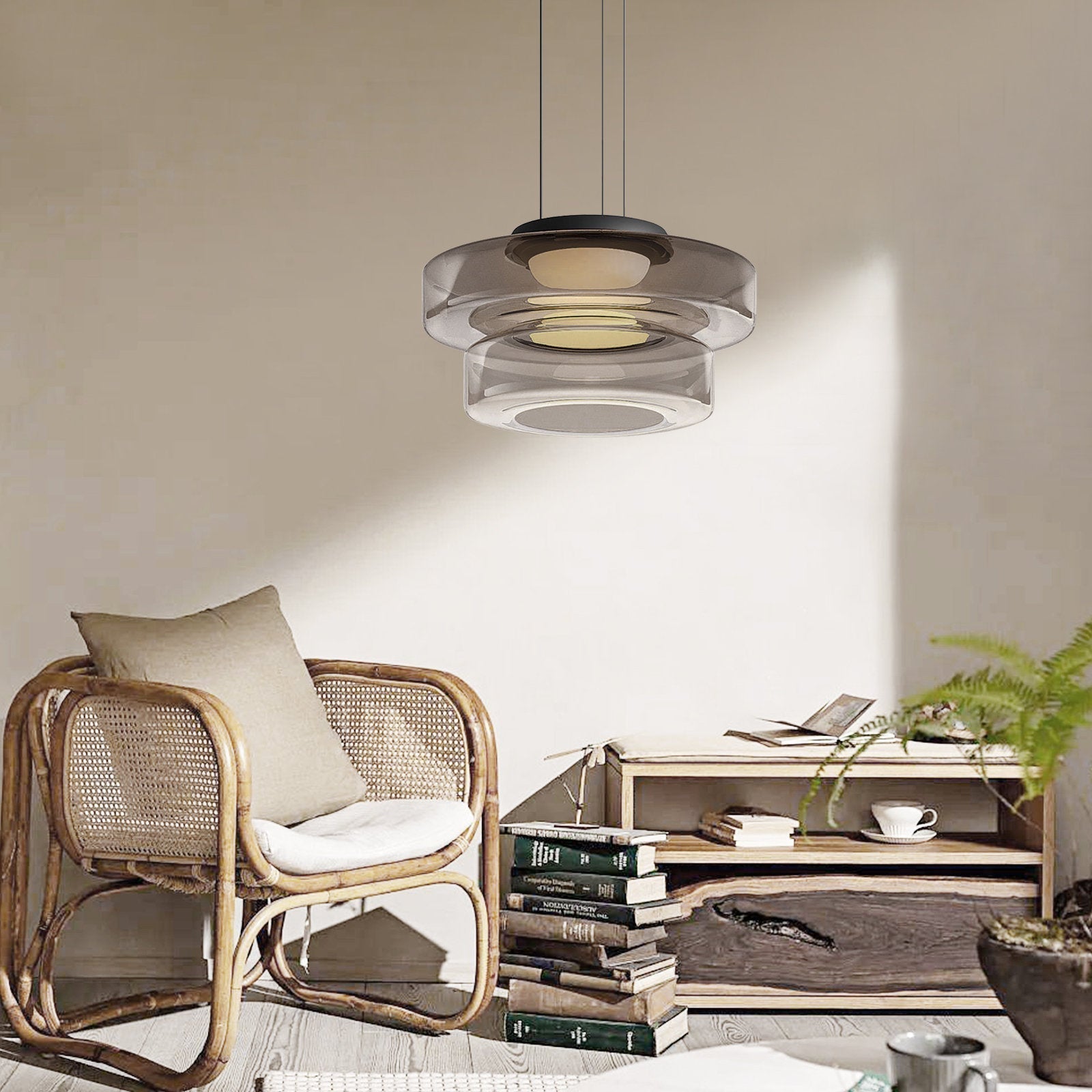 Bauhaus Style Moon Motif Glass Pendant Ceiling Light | Temsk