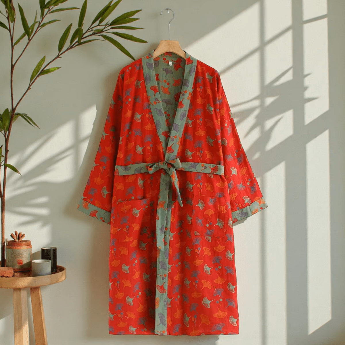 AeroLuma Reversible Kimono Bathrobe In Organic Cotton For Breathable Comfort | Temsk