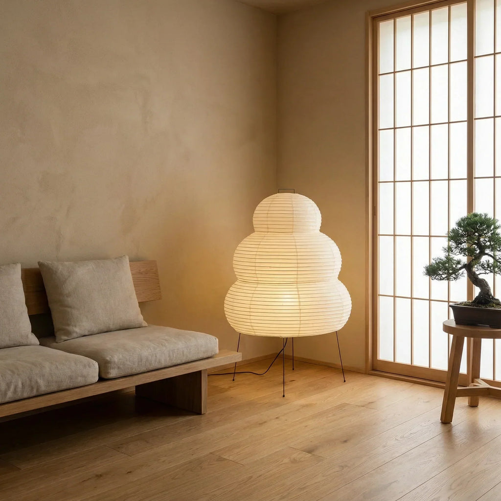 Rice Paper Floor Lamp With Layered Paper Shade | Temsk