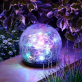 Crackle Glass Orb Solar Path Lights For Outdoor Walkway Glow | Temsk