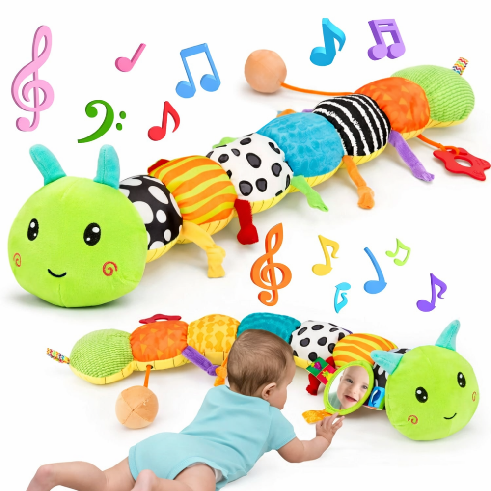 Caterpillar Plush Toy With Music For Baby Sensory And Tummy Time | Temsk