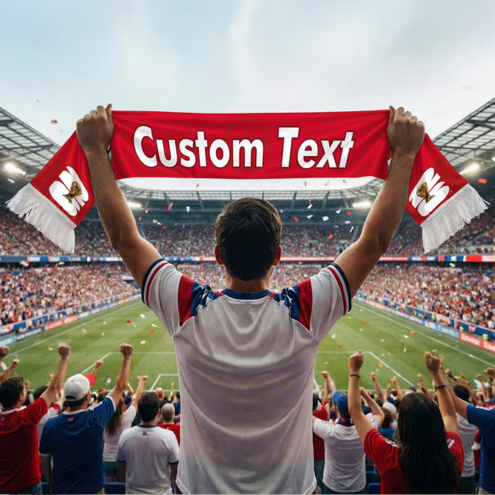 Fußballfanschal mit individuellem Text und Mexiko-Flaggenbanner | Temsk