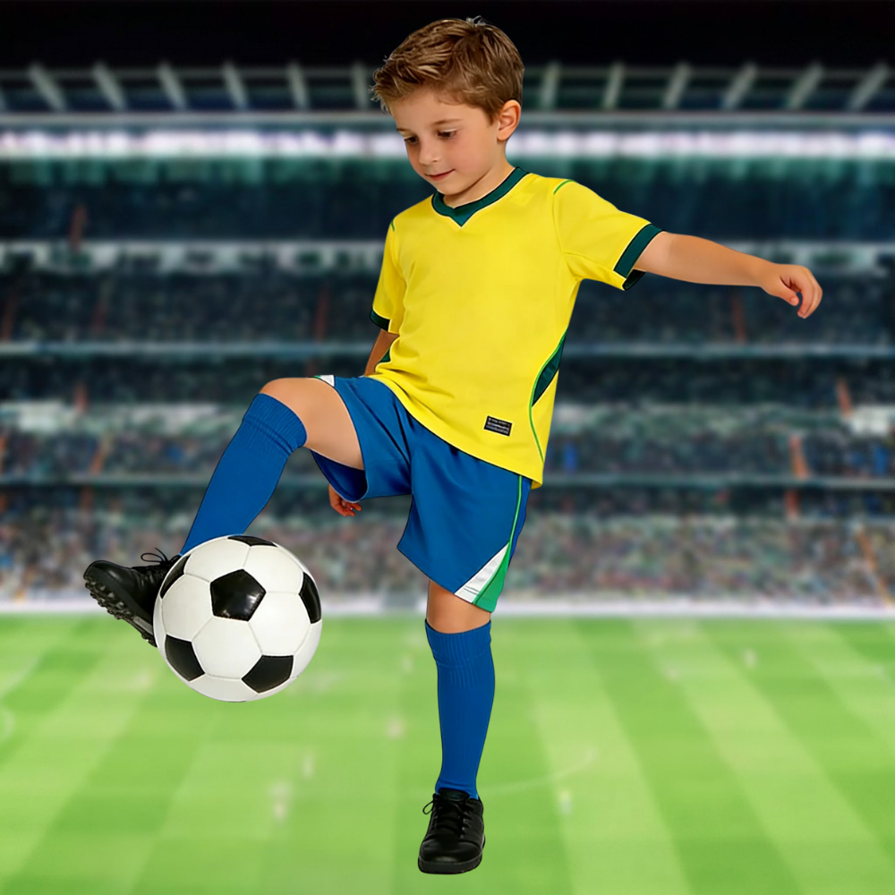 Brazil Jersey World Cup Kids 2026 Quick Dry Soccer Uniform Set | Temsk