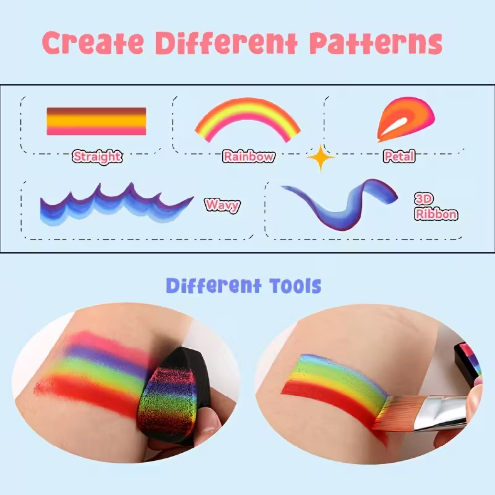 Neon Soccer Ball Body Paint Set With Split Cake Palette UV Glow For Parties | Temsk