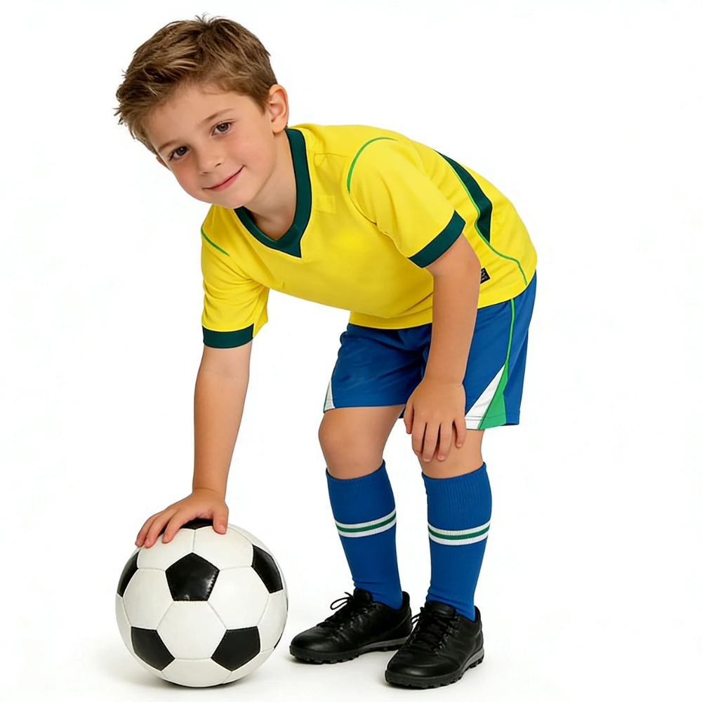 Brazil Jersey World Cup Kids 2026 Quick Dry Soccer Uniform Set | Temsk