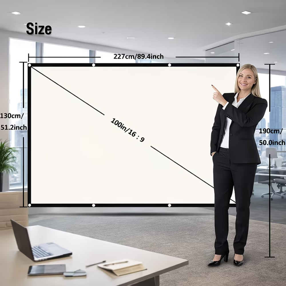 100-Inch Portable Projector Screen For Indoor And Outdoor Viewing | Temsk