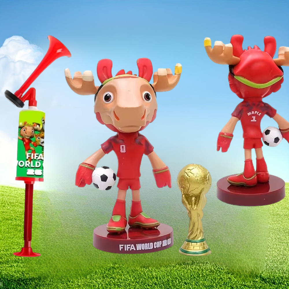 Airhorn-Set für WM-Events mit Megafon und Maskottchen-Figur | Temsk
