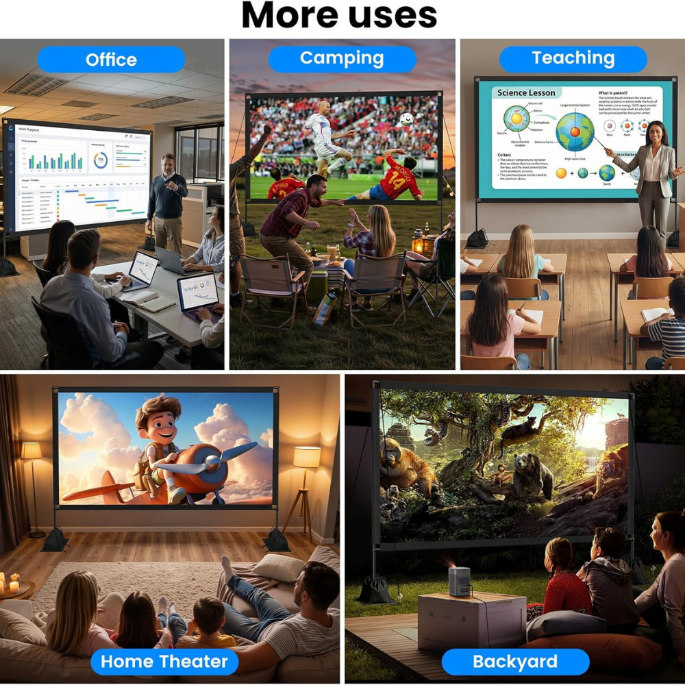 Portable Outdoor Projector Screen With Stand For Easy Setup | Temsk