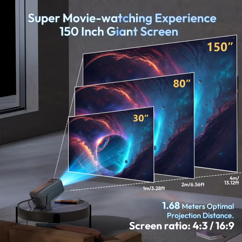 1080P Wireless Portable Mini Projector For Home Theater Streaming | Temsk
