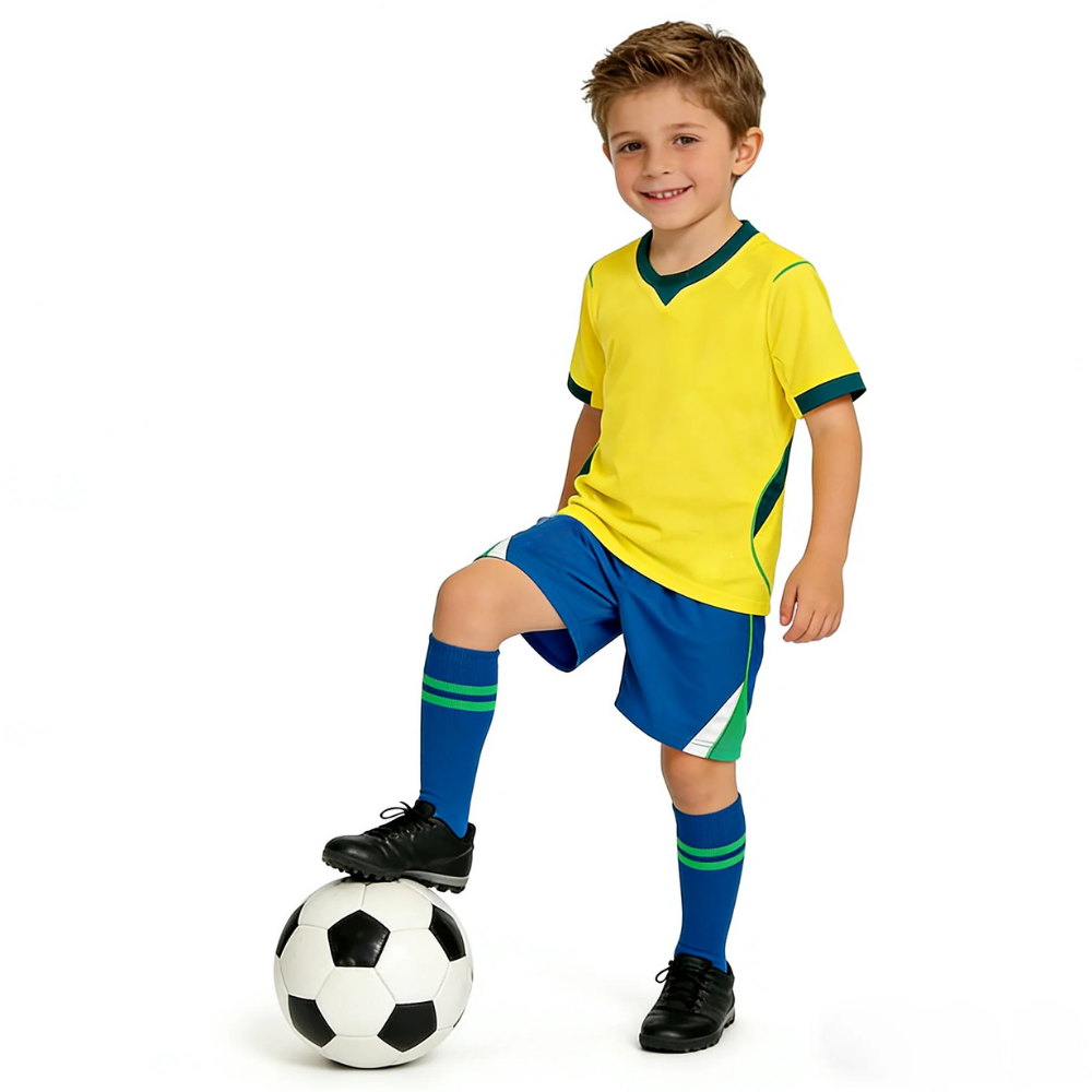 Brazil Jersey World Cup Kids 2026 Quick Dry Soccer Uniform Set | Temsk