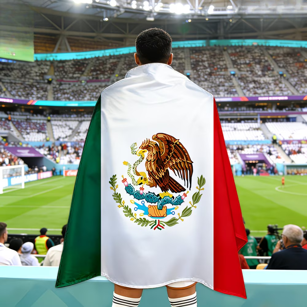 Mexiko Flaggenbanner Fußball-Cape für Spieltag, groß | Temsk