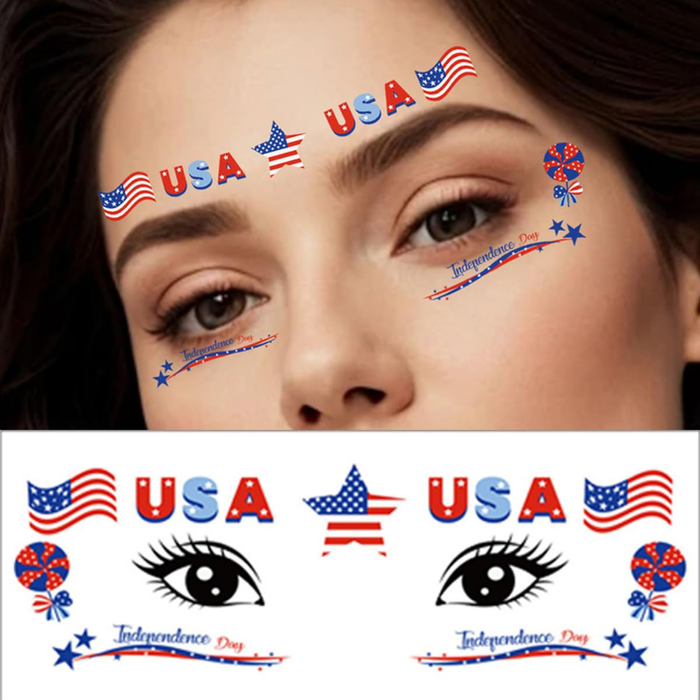 Weltmeisterschaft Ausrüstung Gesichtsbemalung Aufkleber USA Flagge wasserdicht | Temsk