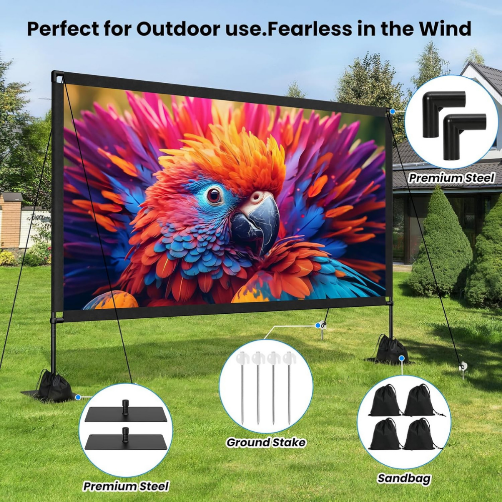 Portable Outdoor Projector Screen With Stand For Easy Setup | Temsk