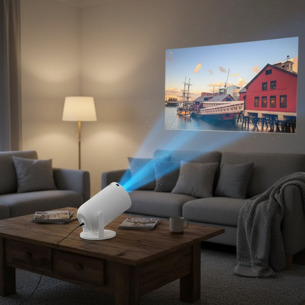 Compact 4K Enabled WiFi Projector With Bluetooth For Home And Outdoor Use | Temsk
