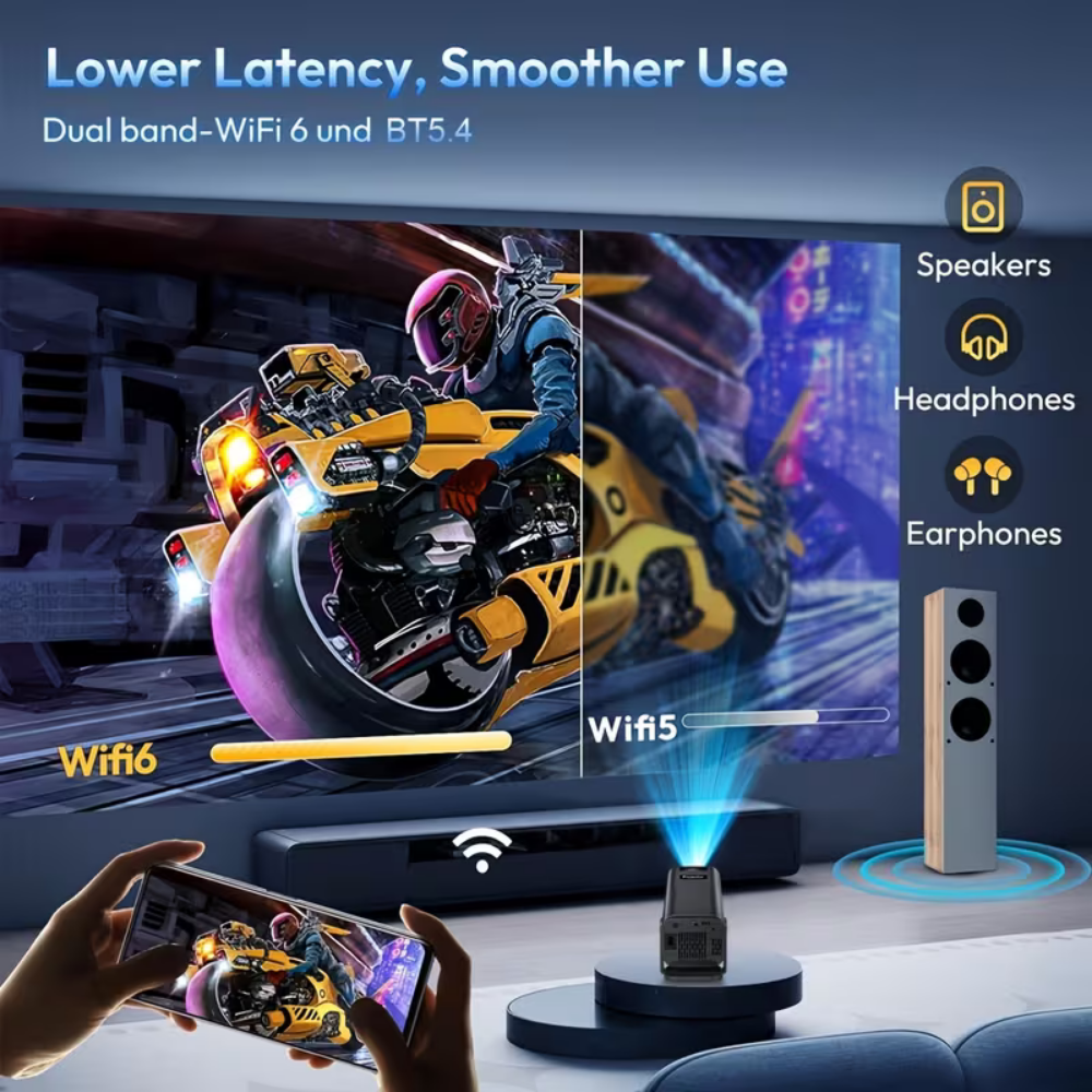 1080P Wireless Portable Mini Projector For Home Theater Streaming | Temsk