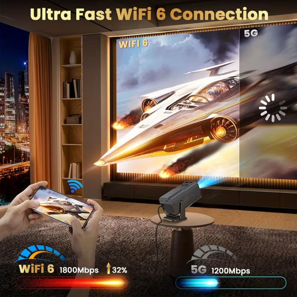 1080P Wireless Portable Mini Projector For Home Theater Streaming | Temsk