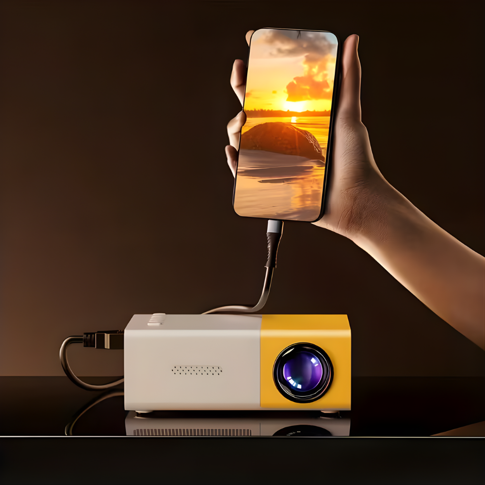 Kompakt mini-projektor til film og spil, understøtter 1080p | Temsk
