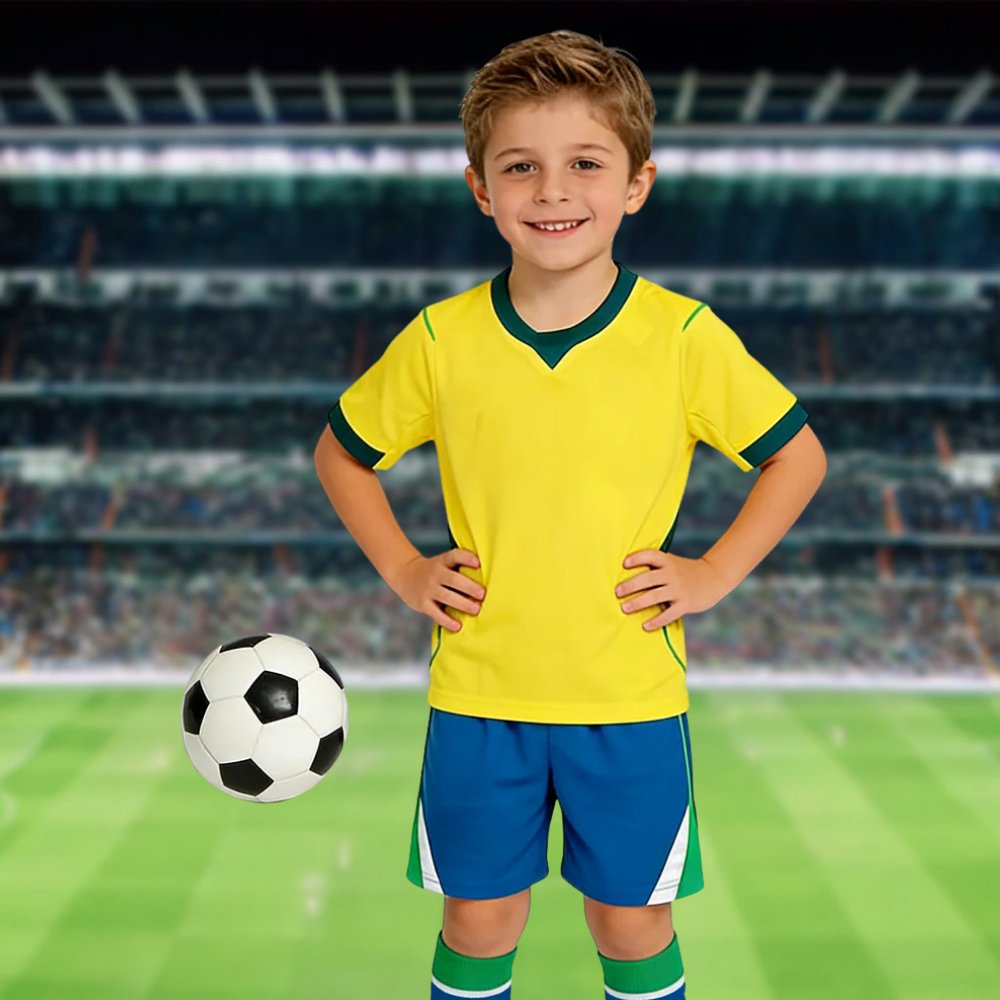 Brazil Jersey World Cup Kids 2026 Quick Dry Soccer Uniform Set | Temsk
