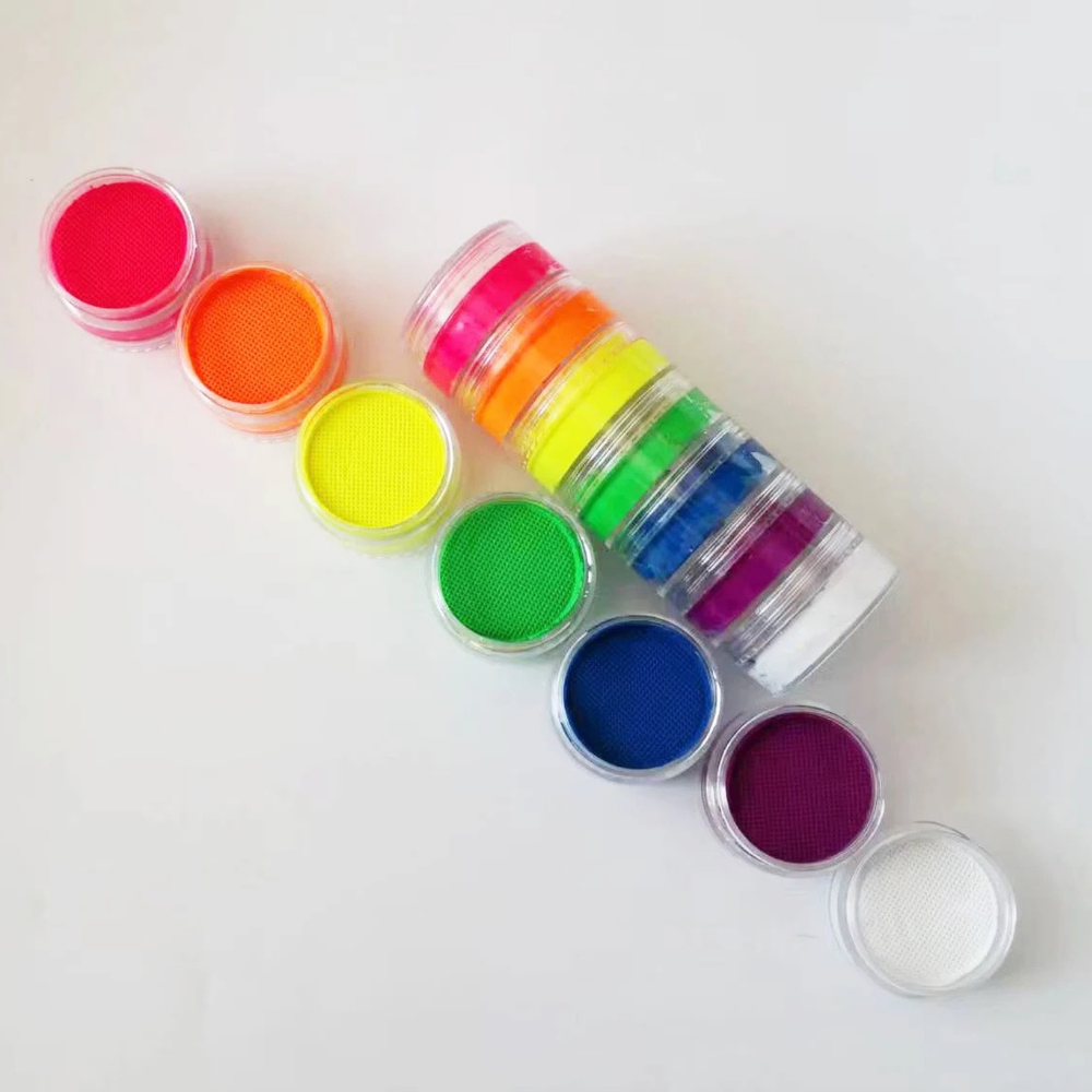 Weltmeisterschaft Neon Regenbogen Gesichtsbemalungsset mit Split Cake Körperfarbe | Temsk