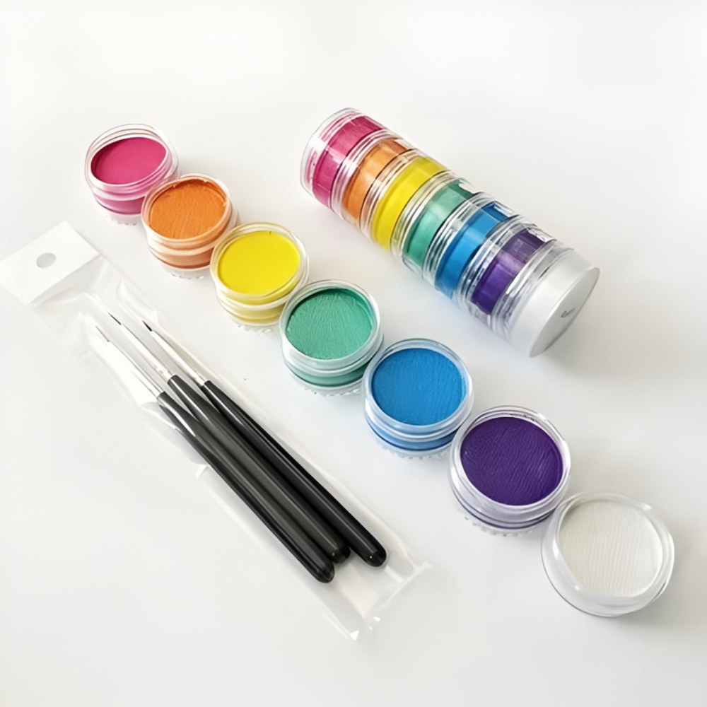 Weltmeisterschaft Neon Regenbogen Gesichtsbemalungsset mit Split Cake Körperfarbe | Temsk