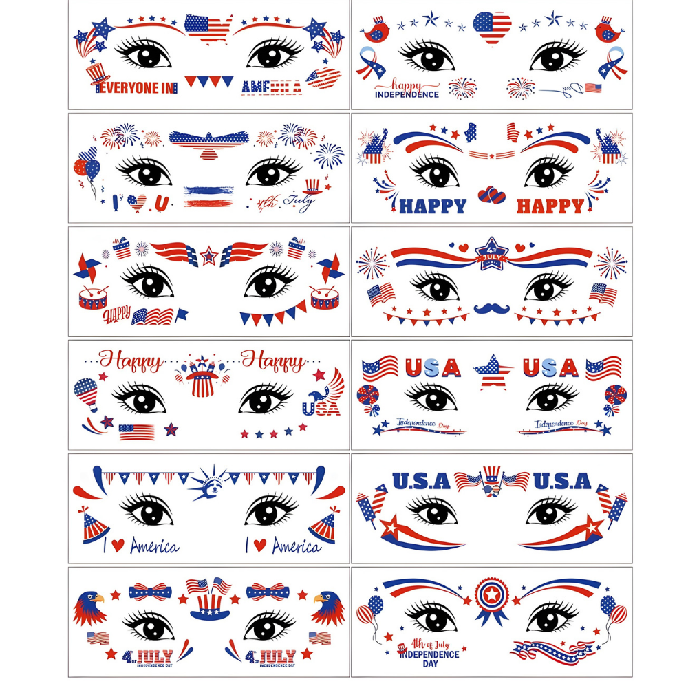 Weltmeisterschaft Ausrüstung Gesichtsbemalung Aufkleber USA Flagge wasserdicht | Temsk