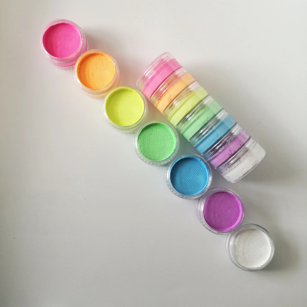 Weltmeisterschaft Neon Regenbogen Gesichtsbemalungsset mit Split Cake Körperfarbe | Temsk