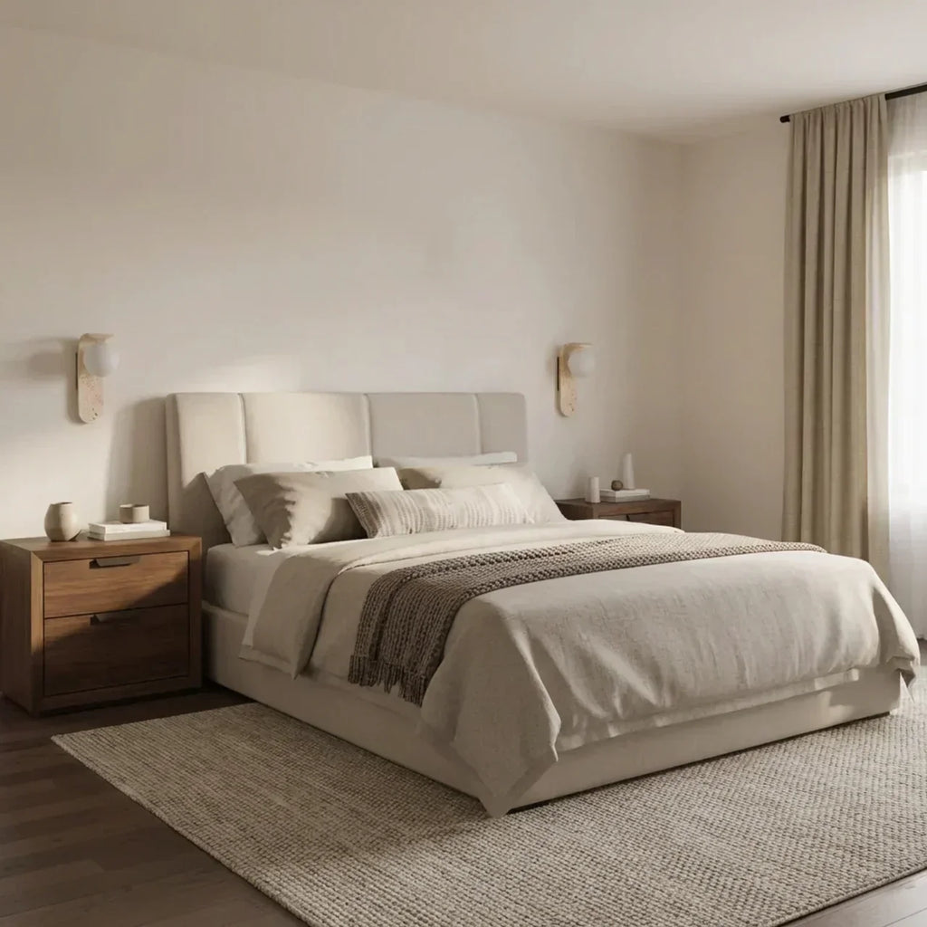 Glass Shade Travertine And Wood Wall Light For Interiors | Temsk