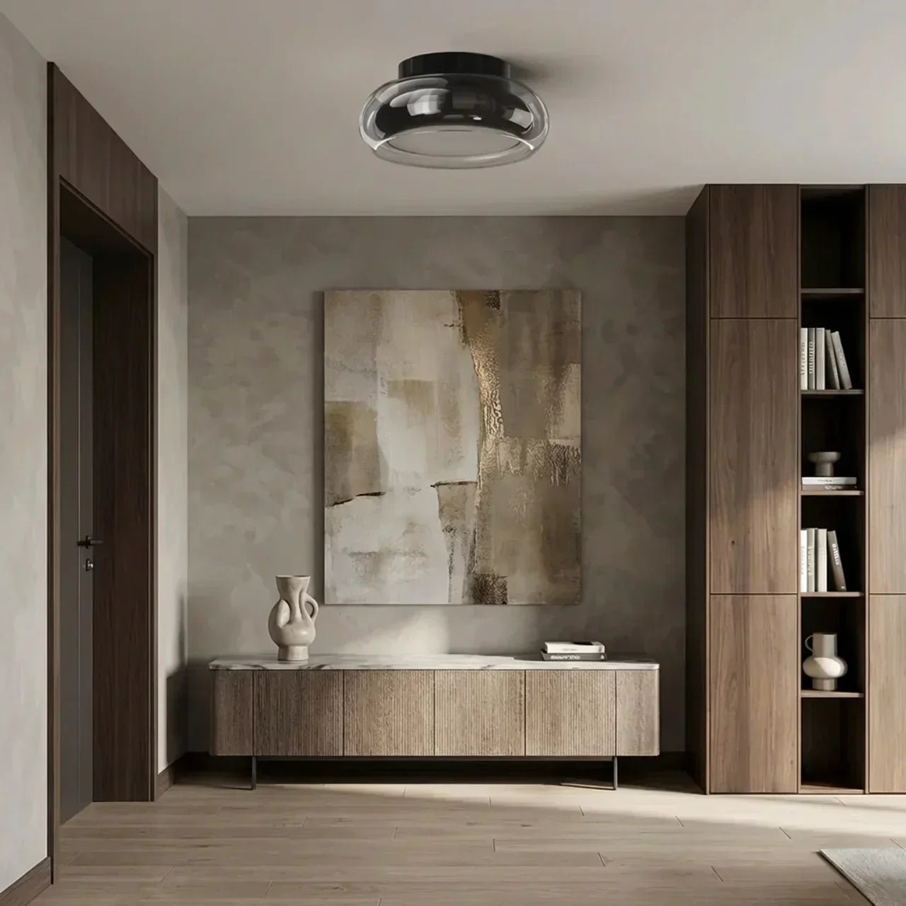 Glass Flush Mount Ceiling Light For Low Profile Ceilings | Temsk