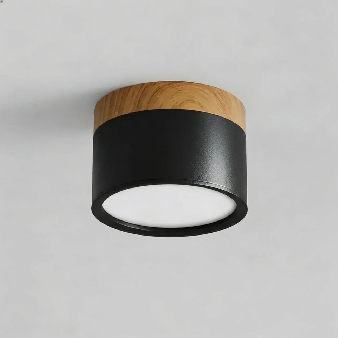 Flush Mount Ceiling Light With Integrated LED And Solid Colour Wood Accent | Temsk