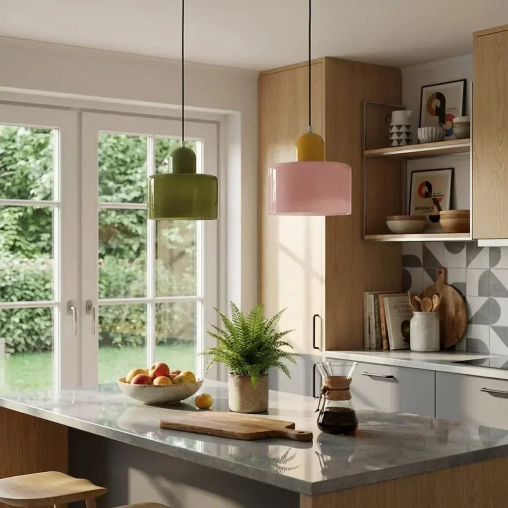 Glass Flush Mount Ceiling Light With Soft Coloured Shade | Temsk