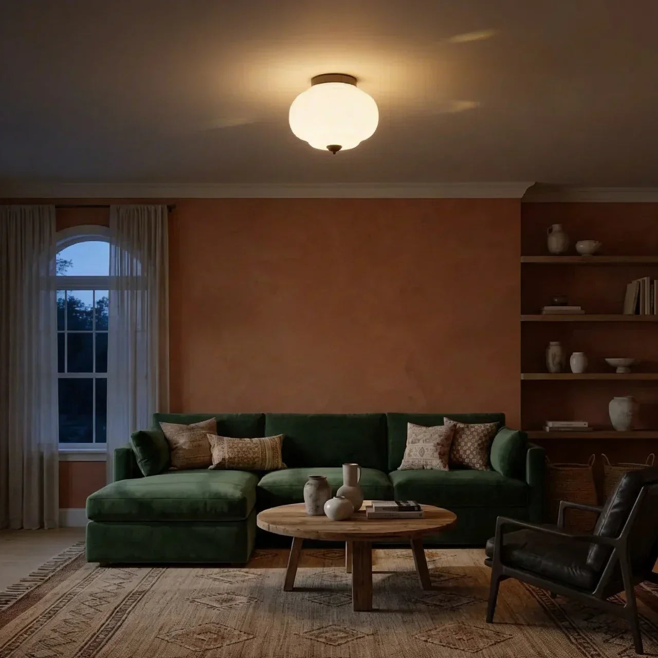 Lampada a soffitto semi-incassata con finitura in vetro latte vintage | Temsk