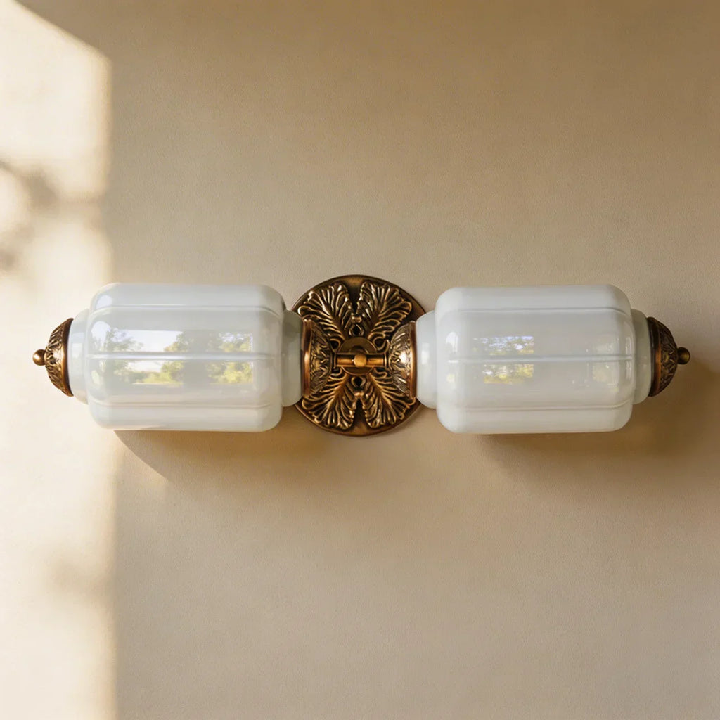 Vintage art deco mælkeglas væglampe til badeværelse | Temsk