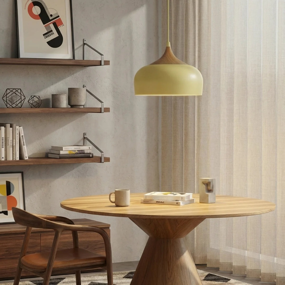 Pendant Light With Sculptural Shape Design In Metal And Wood | Temsk