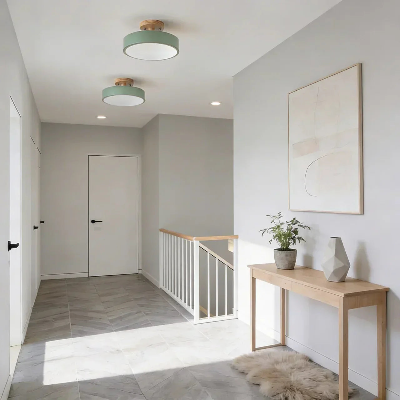 Wood Round LED Design Semi Flush Mount Ceiling Lighting | Temsk