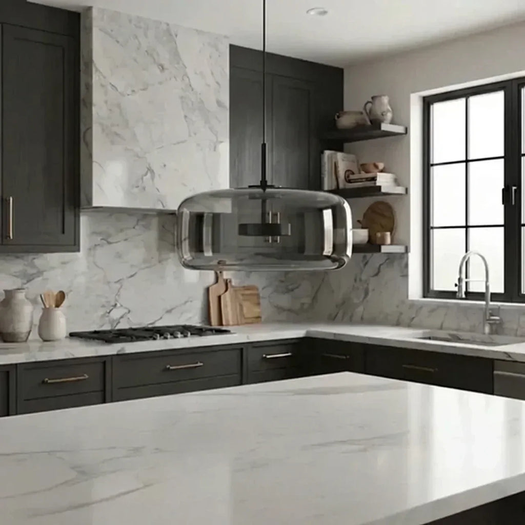 Smoked Glass Pendant Light With Built In LED For Ceiling Mount | Temsk