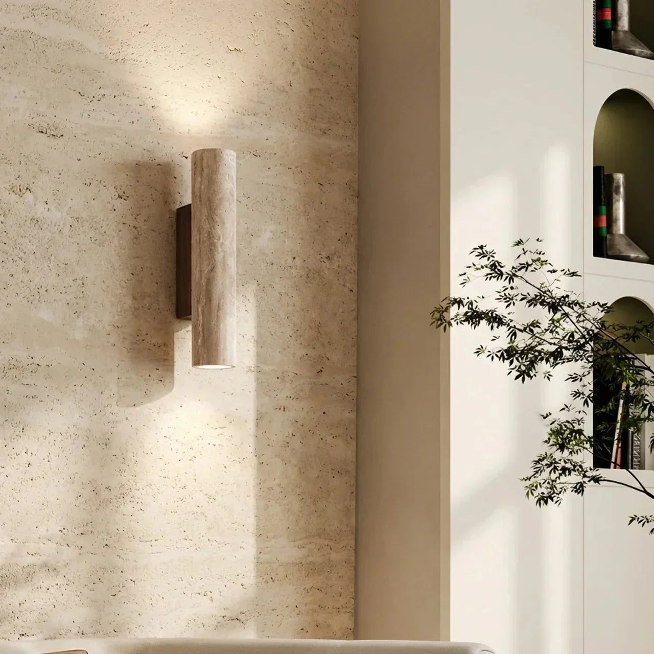 Travertine Vertical Wall Light With Up-Down LED For Indoor Use | Temsk